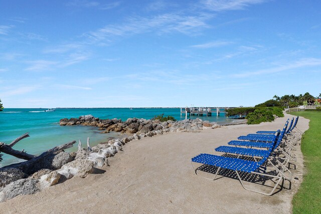 view of water feature featuring a beach view