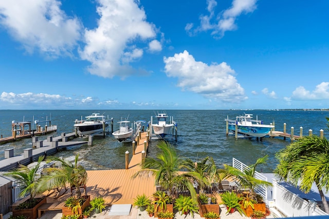 view of dock featuring a water view