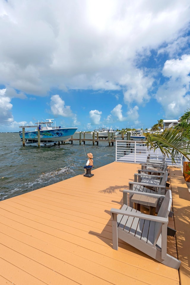 view of dock featuring a water view