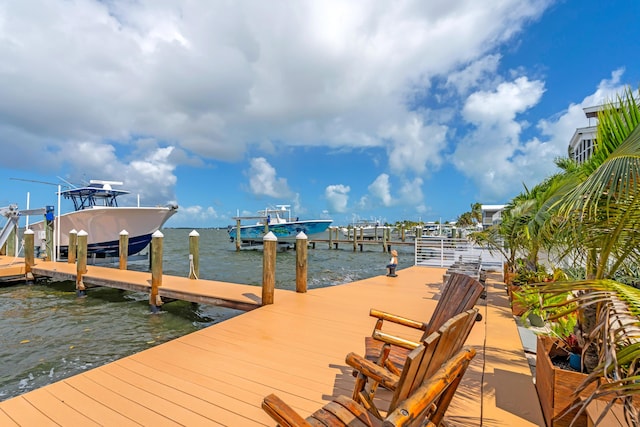 dock area featuring a water view