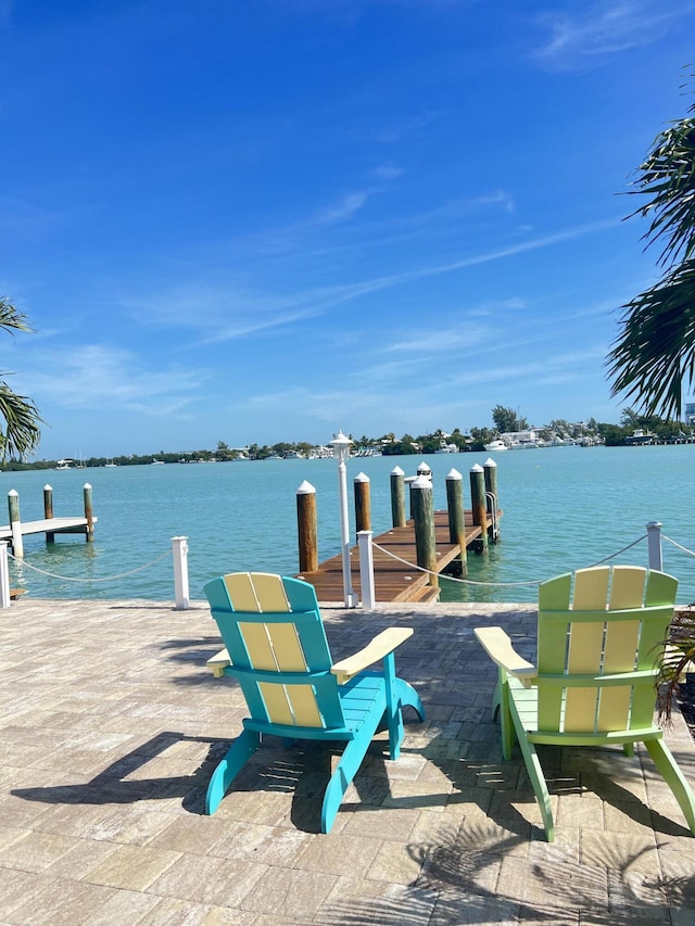 view of dock featuring a water view