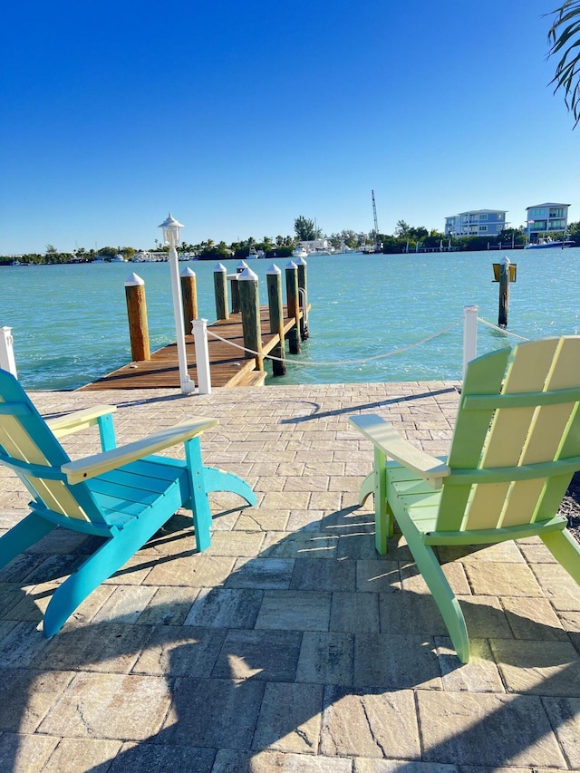 view of dock featuring a water view