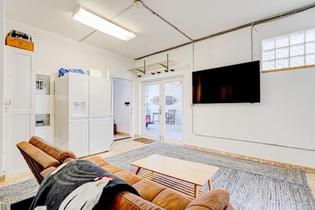 living area with french doors