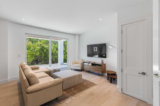 living room with light hardwood / wood-style floors