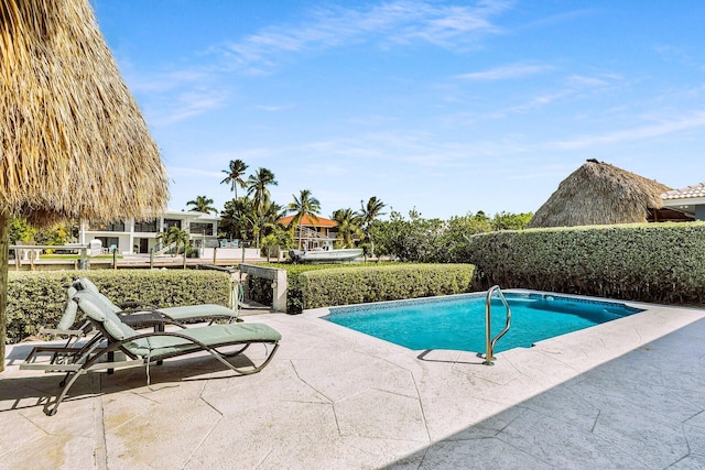 view of pool featuring a patio area