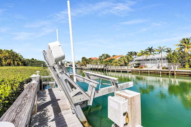 view of dock featuring a water view