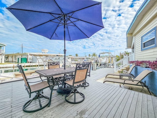 deck with a boat dock