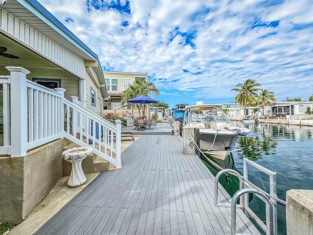 dock area featuring a water view