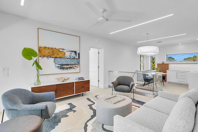 1614 Washington St, Key West, FL 33040 - living area featuring a ceiling fan and light colored carpet