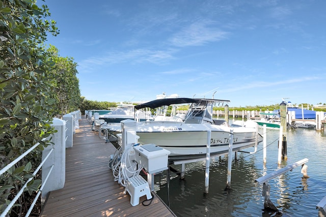 view of dock featuring a water view