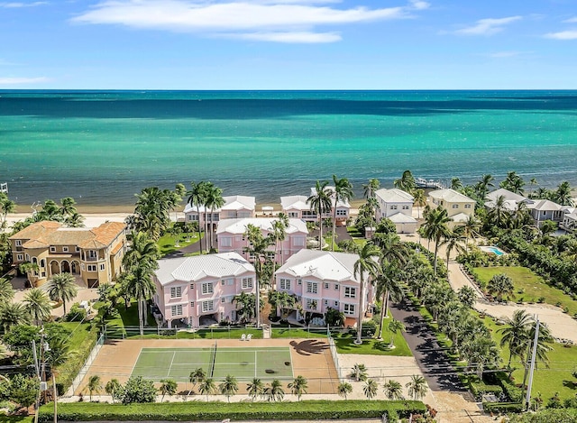 bird's eye view with a water view and a residential view