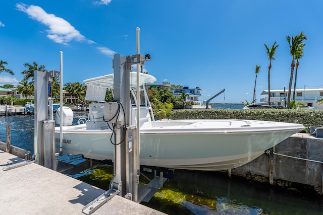 dock area featuring a water view