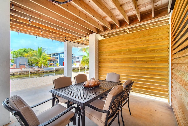 22988 Port Royal Ln, Cudjoe, FL 33042 - view of patio featuring a water view and outdoor dining space