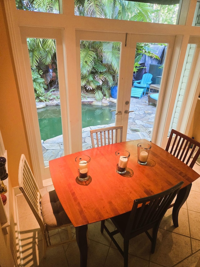 dining area featuring french doors