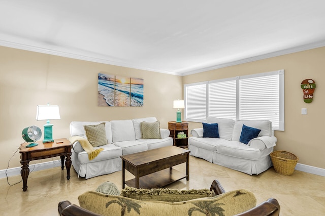 87465 Old Hwy Unit 106, Islamorada, FL 33036 - tiled living room featuring ornamental molding and baseboards