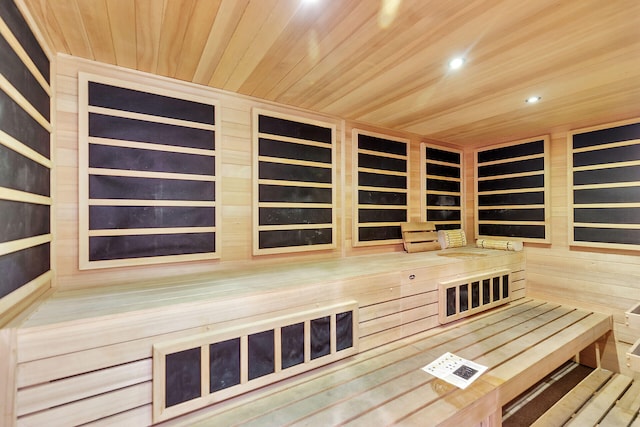 87465 Old Hwy Unit 106, Islamorada, FL 33036 - sauna with wood ceiling, recessed lighting, and wooden walls