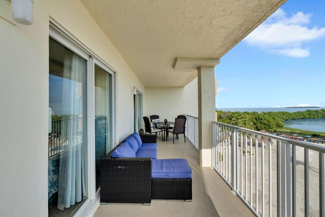 balcony with a water view