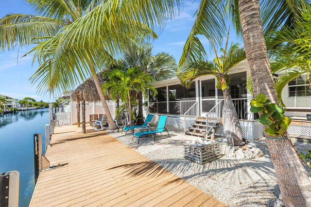 285 Blackbeard Rd, Little Torch, FL 33042 - dock area with a patio and a water view