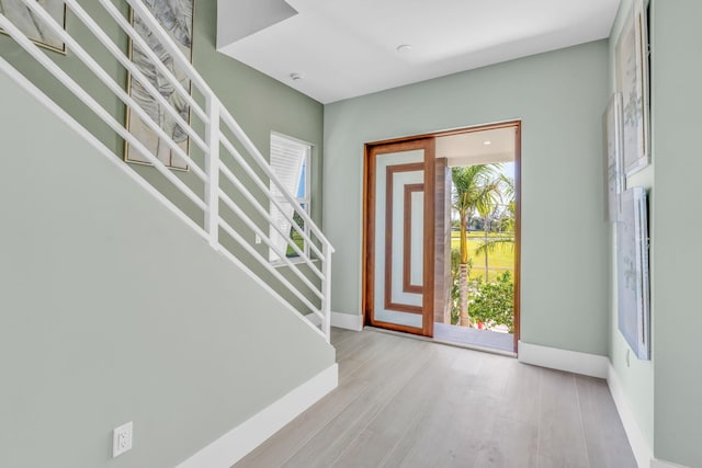 foyer entrance featuring light hardwood / wood-style floors