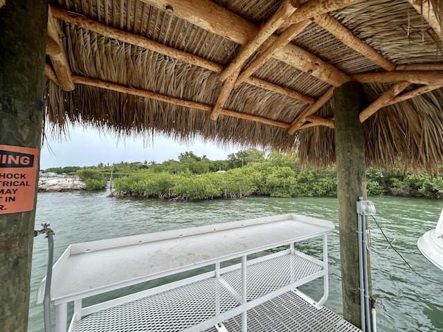 view of dock featuring a water view