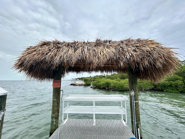 dock area featuring a water view