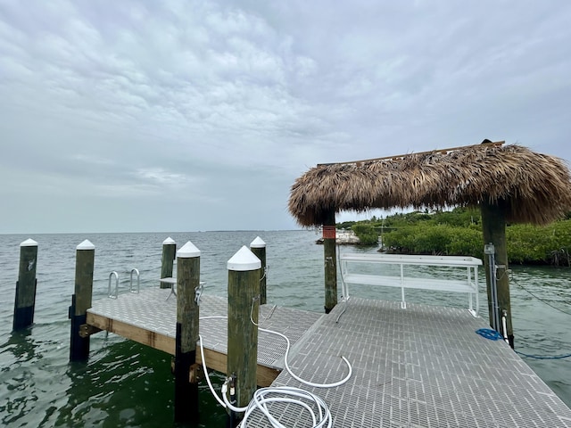 view of dock featuring a water view