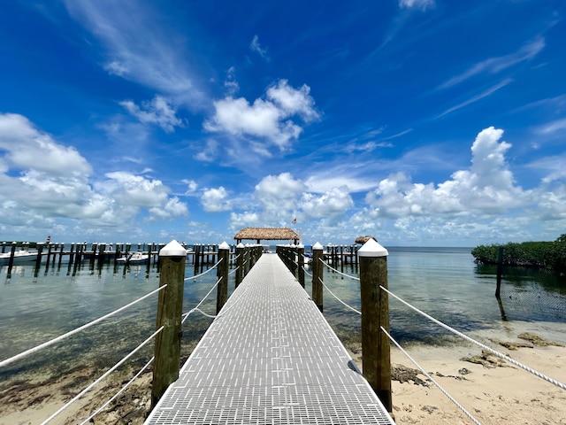 view of dock featuring a water view