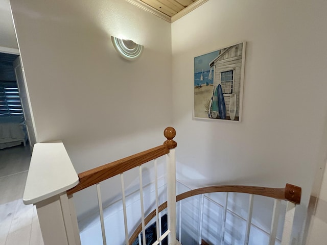 stairway with crown molding