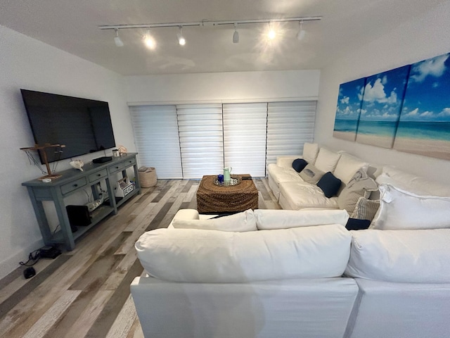 living room with hardwood / wood-style flooring