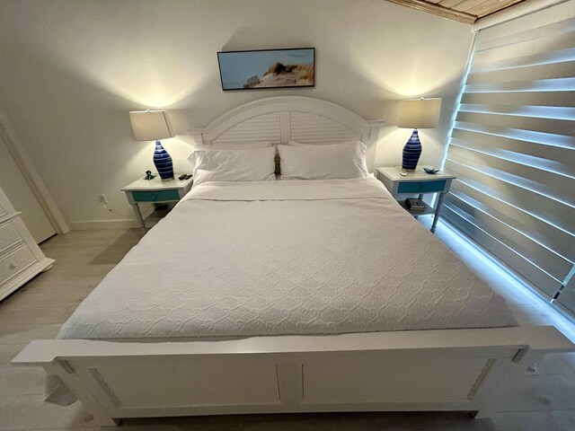 bedroom featuring light hardwood / wood-style flooring