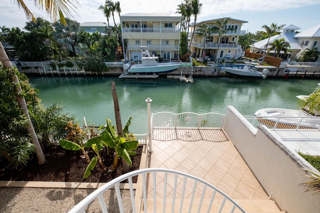 view of dock featuring a water view