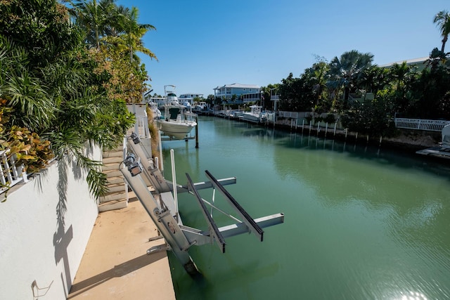 view of dock featuring a water view