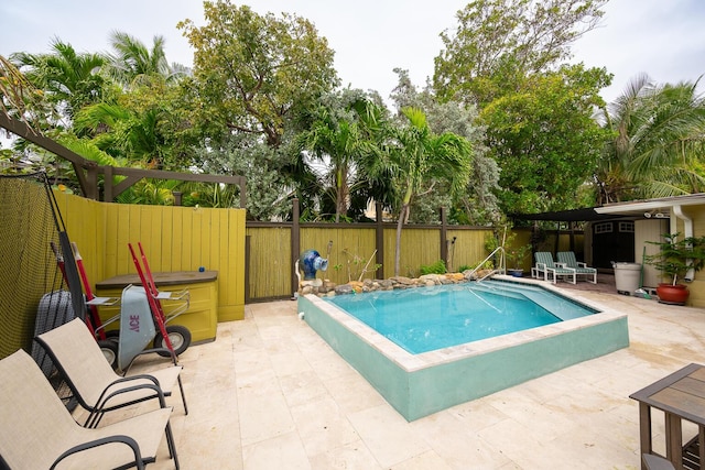 view of pool with a jacuzzi and a patio