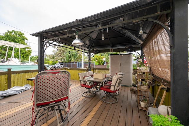 deck featuring a gazebo