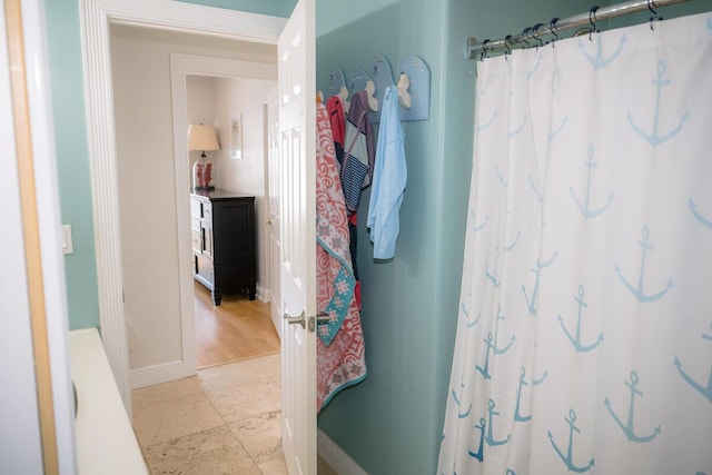 464 Lime Dr, Key Largo, FL 33037 - full bath featuring baseboards and a shower with shower curtain