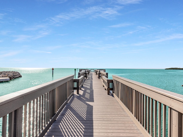 dock area featuring a water view