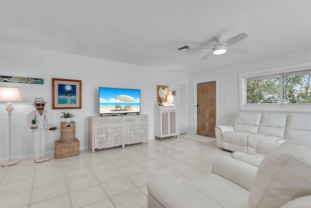 661 12th St, Key Colony, FL 33051 - living area featuring ceiling fan and light tile patterned floors
