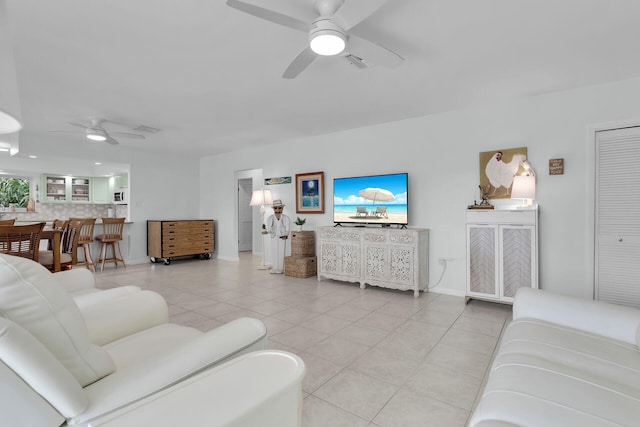 661 12th St, Key Colony, FL 33051 - living area featuring ceiling fan and light tile patterned floors