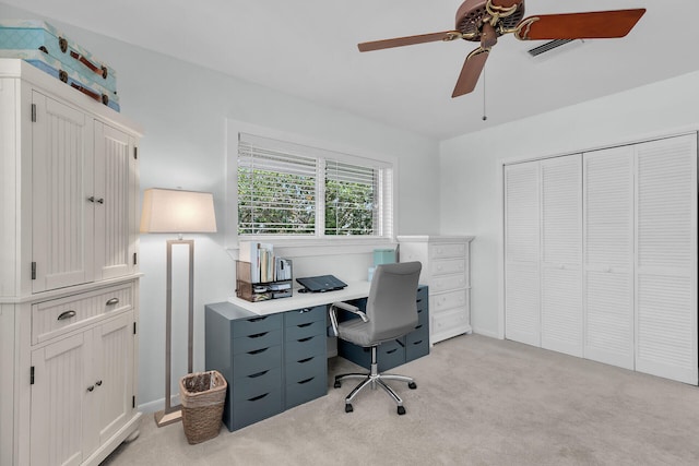 661 12th St, Key Colony, FL 33051 - office area with a ceiling fan and light colored carpet