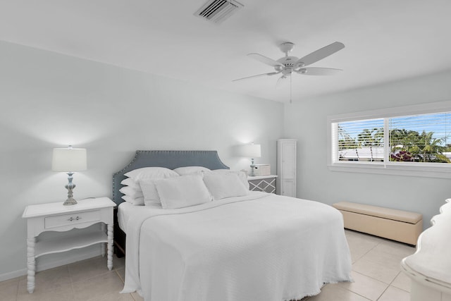 661 12th St, Key Colony, FL 33051 - bedroom featuring light tile patterned flooring and ceiling fan