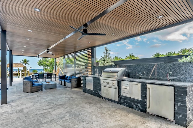 16 Seaside Ave, Key Largo, FL 33037 - view of patio / terrace featuring a ceiling fan, an outdoor hangout area, and a sink