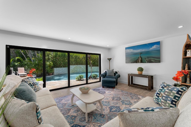 1610 Von Phister St, Key West, FL 33040 - living room featuring plenty of natural light, recessed lighting, crown molding, wood finished floors, and baseboards