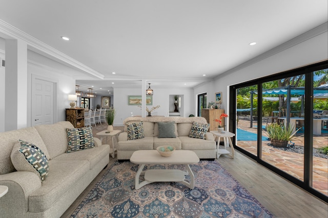 1610 Von Phister St, Key West, FL 33040 - living room with wood finished floors, recessed lighting, and crown molding