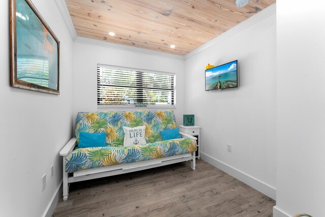 1610 Von Phister St, Key West, FL 33040 - bedroom with wood ceiling, crown molding, wood finished floors, baseboards, and recessed lighting