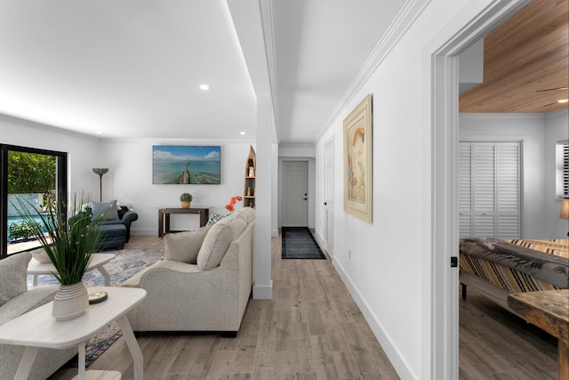 1610 Von Phister St, Key West, FL 33040 - living room featuring crown molding, recessed lighting, light wood finished floors, and baseboards