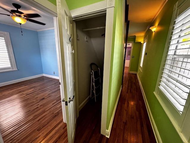 318 Margaret St, Key West, FL 33040 - hall featuring crown molding, wood finished floors, and baseboards