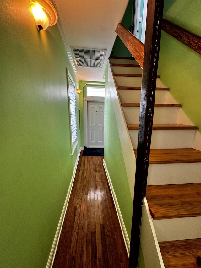318 Margaret St, Key West, FL 33040 - hall featuring hardwood / wood-style flooring, baseboards, stairway, and crown molding