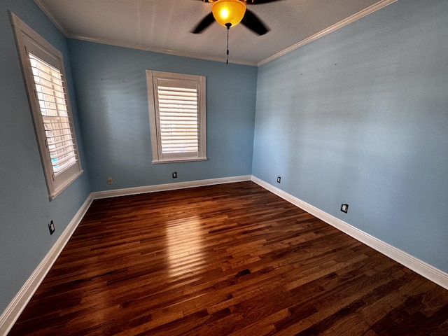 318 Margaret St, Key West, FL 33040 - spare room featuring plenty of natural light, ceiling fan, crown molding, and dark wood finished floors