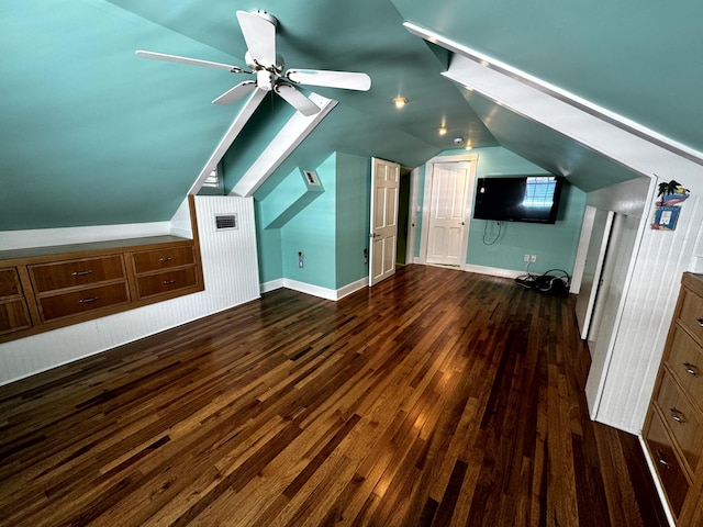 318 Margaret St, Key West, FL 33040 - bonus room featuring hardwood / wood-style flooring, ceiling fan, lofted ceiling, and baseboards