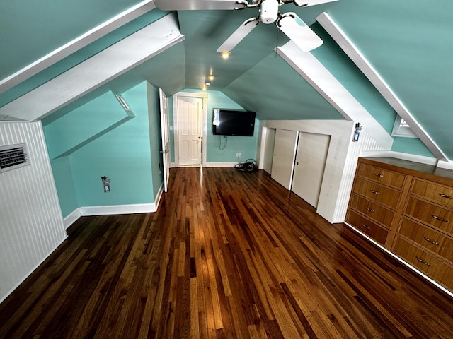 318 Margaret St, Key West, FL 33040 - bonus room with vaulted ceiling, wood finished floors, ceiling fan, and baseboards